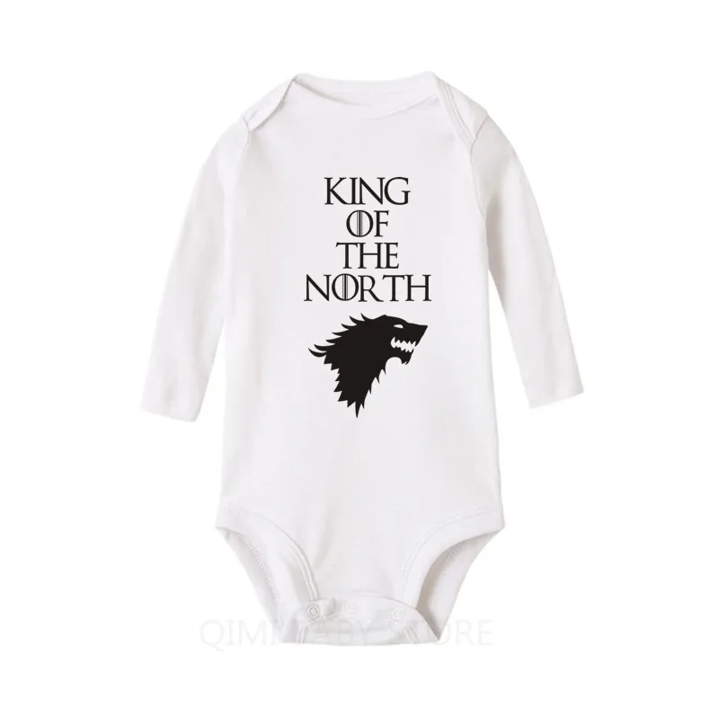 King Of The North/хлопковая одежда для малышей; осенний Детский комбинезон с длинными рукавами; боди для новорожденных мальчиков; комбинезон для детей от 0 до 18 месяцев