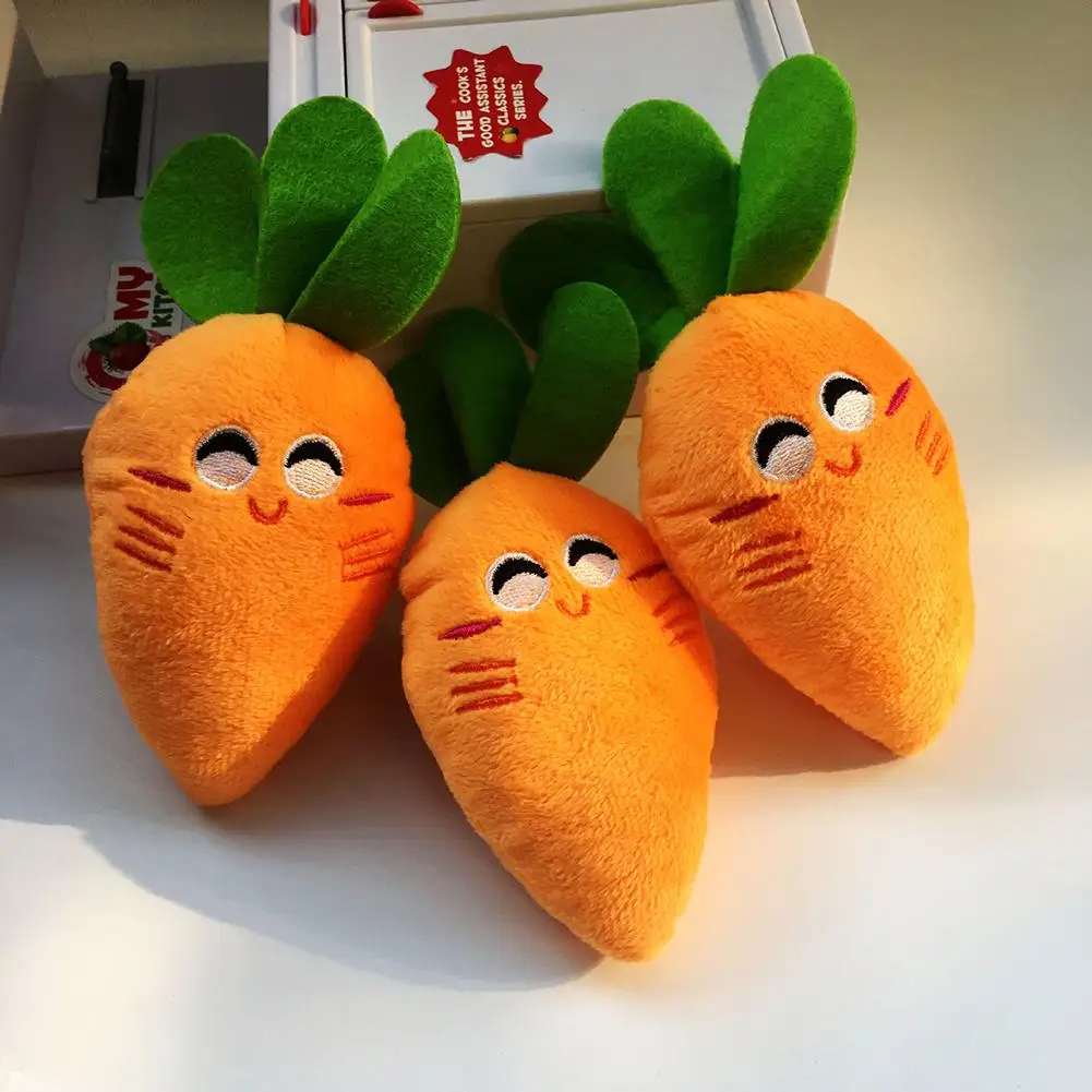 

Vegetable Carrot Shape Dog Cate Plush Chewing Bite Squeaker Pet Interaction Toy New