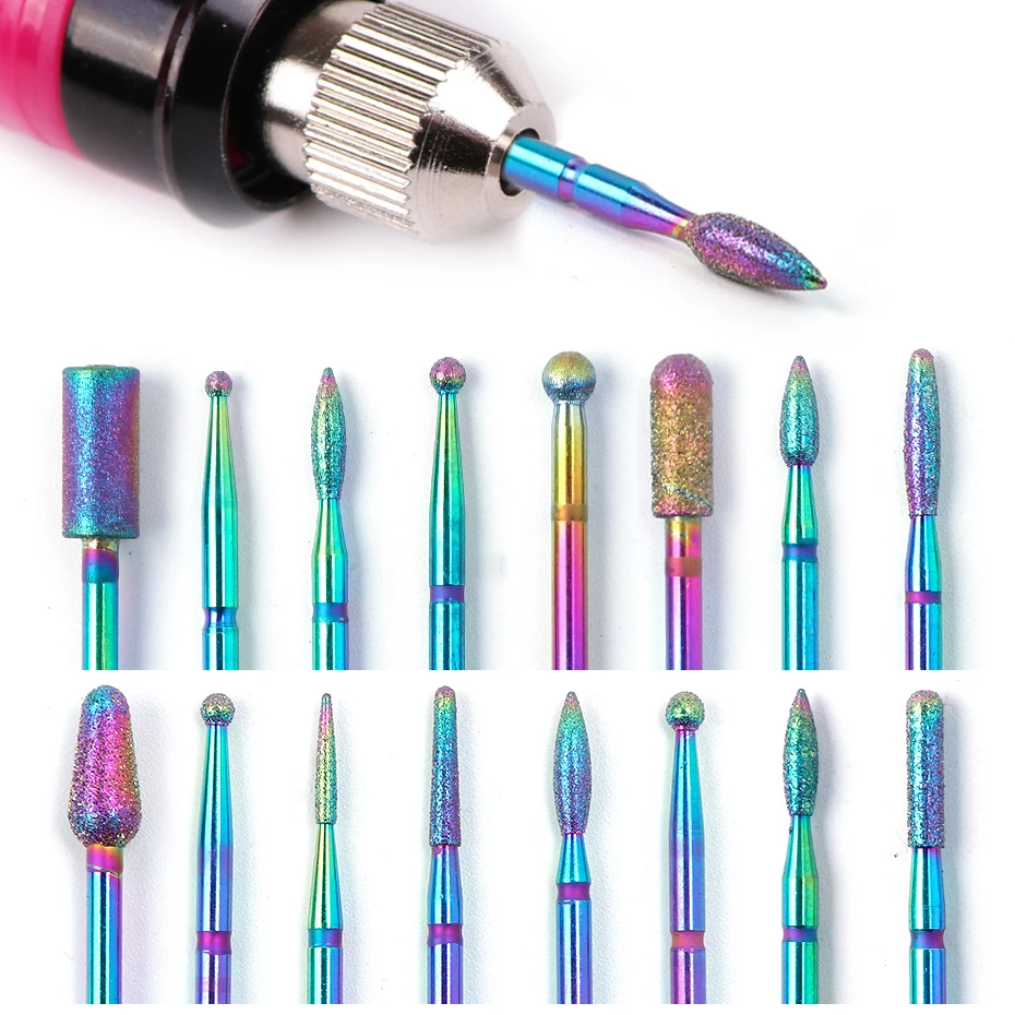 Diamond Cuticle Nail Drill Bits Milling Cutters Burr Files Manicure Pedicure Polish Removing Gel Electric Machine Tools TR1514-1