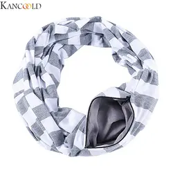 KANCOOLD женский шарф с петлей бесконечная обертка потайной карман с молнией теплые дорожные шарфы для пары принт кольцо шарф женский шаль