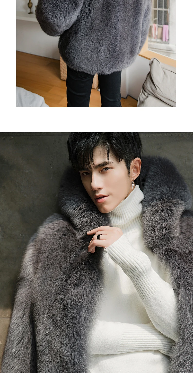 Лидер продаж; Модный дизайн; уличная одежда; очень удобная куртка с натуральным лисьим мехом; Homme; теплая утолщенная Роскошная удобная мягкая мужская куртка с капюшоном