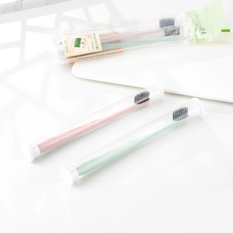 2 шт для взрослых, портативная Экологичная ПП угольная зубная щетка для здоровья полости рта, низкоуглеродистая средняя Антибактериальная ультра тонкая мягкая щетина