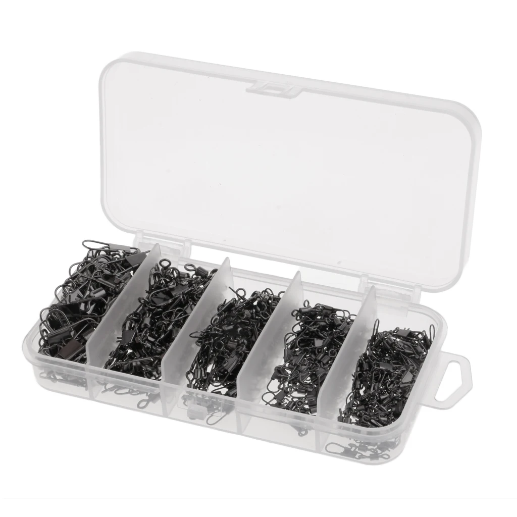 290pcs Fishing Swivel Snap Kit Lure Line Hook Connectors Fishing Tackle Box