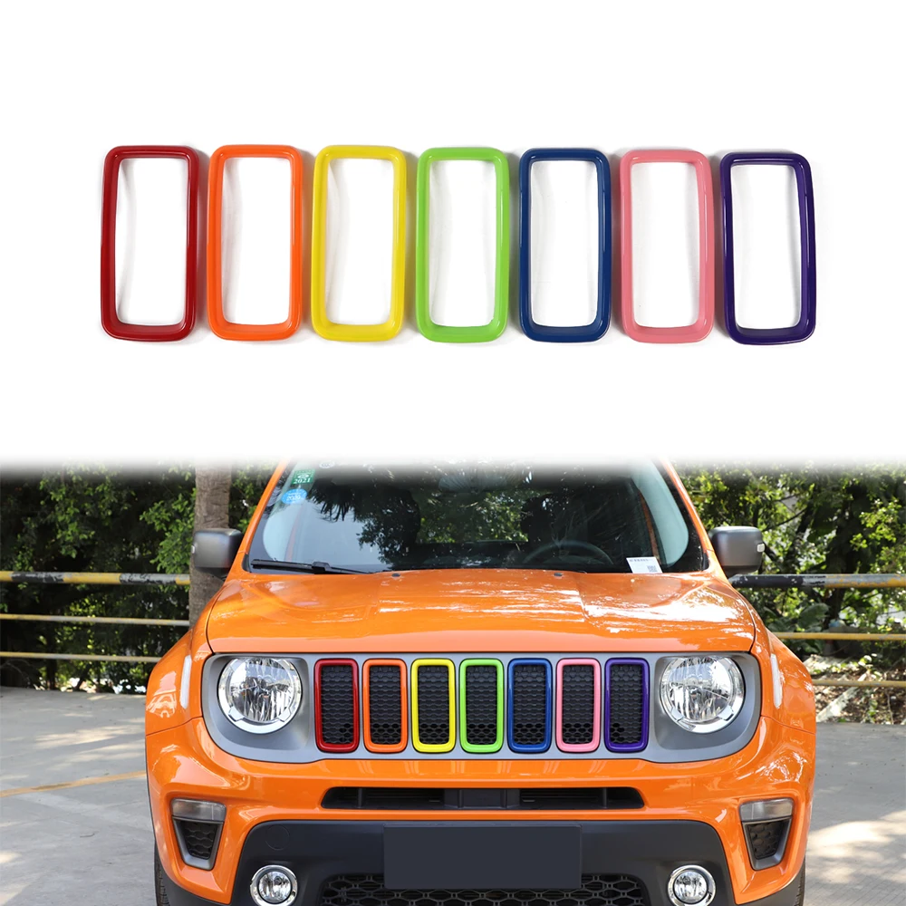 for Jeep Renegade 2019 2020 2021 Front Grille Insert Decoration Cover Grill Trim Sticker Decal ABS Car Exterior Accessories | Автомобили и