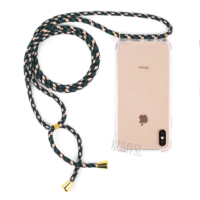 

Transparent Soft TPU Phone Case for iphone 6 7 8 plus x xs xr xs max 5 5s se With Lanyard Necklace Shoulder Neck Strap Rope Cord