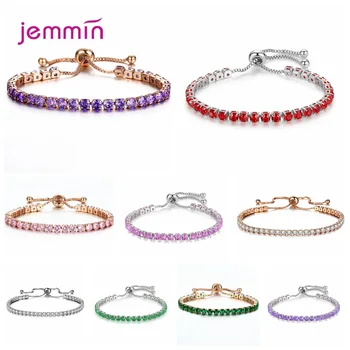 

Ruby Zirconia Beading Bracelet Adjustable 925 Sterling Silver Charm Bangle Hand Chain For Women Girl Fashion Jewelry Accessories