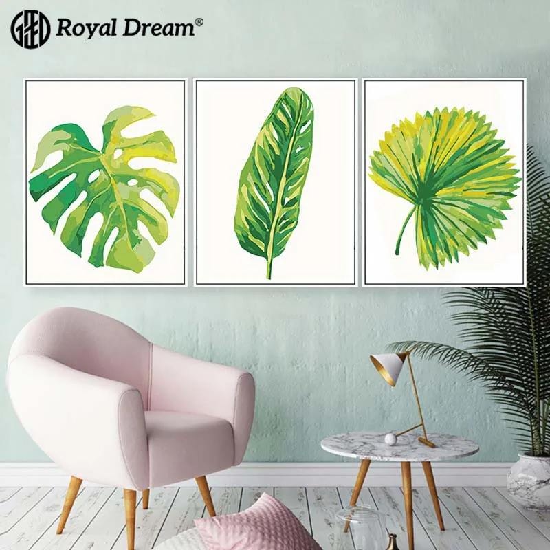 

Digital Oil Painting Triple Flower Green Vegetation Handmade Painting Entirely Handmade 40*50 Hanging Painting Oil Painting Cust