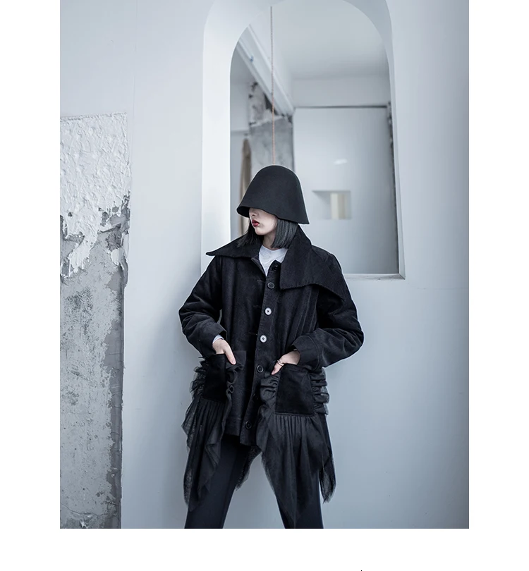 [DEAT] Свободная облегающая сетчатая комбинированная куртка хитового цвета, необычная куртка, новинка, с отворотом, с длинным рукавом, Женское пальто, модное, Осень-зима, 13E595
