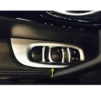 

Car ABS Chrome Door Window Glass Interior Panel Armrest Lift Switch Button Trim Frame 4pcs For Nissan Qashqai 2016 2017 2018