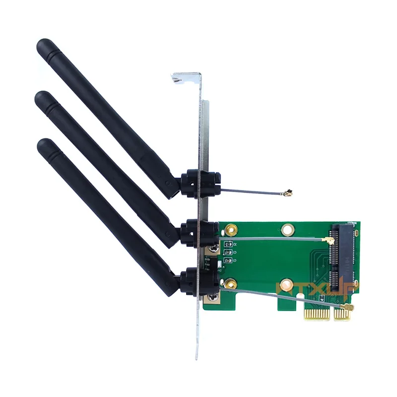 wifi and bluetooth card for pc Wireless Wifi network card Mini PCIE full / half size to PCI-E 1X 4X desktop adapter 2 antennas computer ethernet to phone port adapter Network Cards