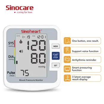 Sinocare Blood Pressure Monitor Tensiometer Upper Arm Automatic Digital Bp Machine Pulse Heart Rate Monitor 3 Color Lcd Display Season Central