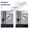 Black Bathroom Shower Faucet Set Wall Mount Rainfall Shower Head Hot Cold Diverter Gunmetal Bath Bathtub Mixer With Handshower 4