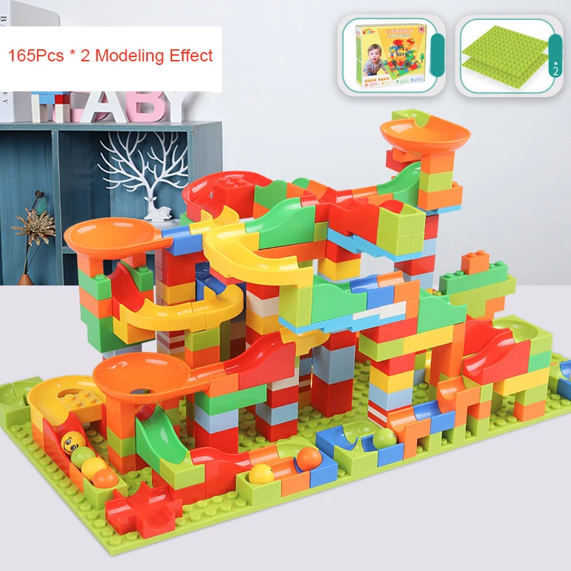 

330PCS Track Blocks Marble Race Run Maze Ball Track Building Blocks Set Funnel Slide Bricks Toys for Children Christmas Gift