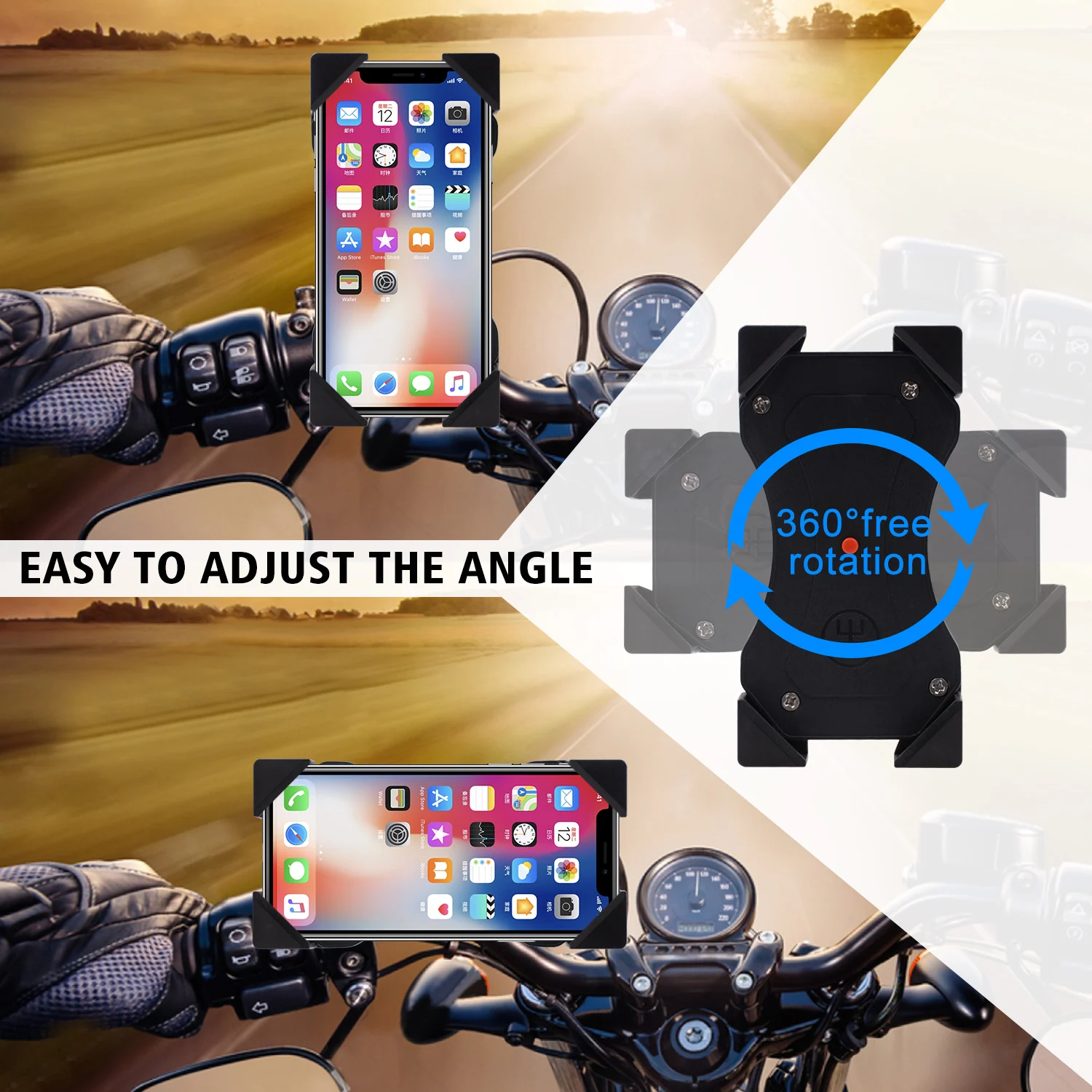 

ATVs Motorcycle Handle Telescopic Car Mobile Phone Holder Mount Motocross Outdoor Bikes Riding Stand Charging 5V2.1A