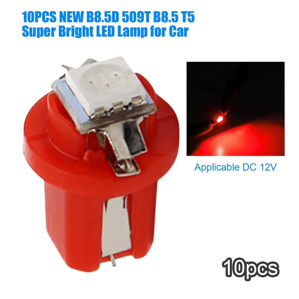 10pcs Car Panel Dashboard Indicator Light B8.5D 509T B8.5 T5 Super Bright LED Lamp Auto Board Instrument Panel Lamp car dashboard light bulbs