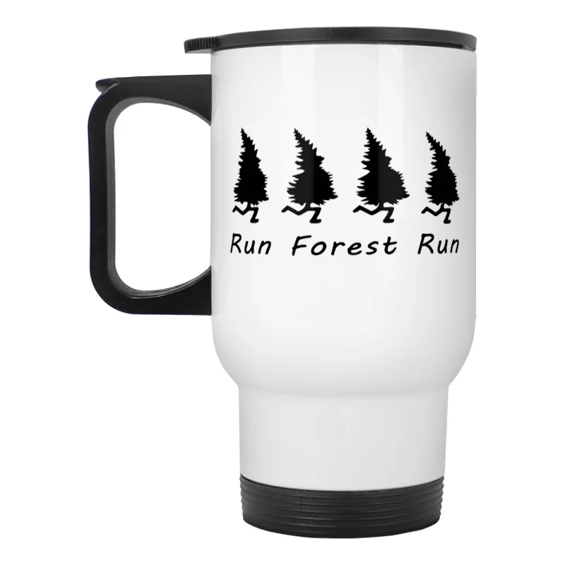 

Run Forest Run stainless steel travel car mug with friction lid swivel spout and handle 15oz