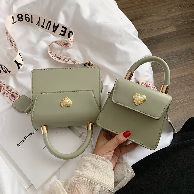 

JIULIN New Metal Love Slant Bag Wide Shoulder Belt Occidental Fashion Hand-held in 2019