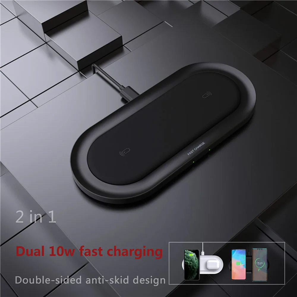 Carregador sem Fio para Iphone Almofada para Samsung xr 8 Airpods Pro Dupla 10 Carregamento Rápido S20 S10 Indução Carga Rápida 20 w qi 11 xs 16 Carregadores sem Fio