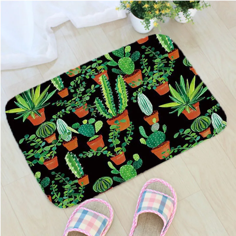 

Tropical Plant Cactus Doormat Flannel Cactus Printing Non-slip Floor Mat Home Decoration Door Mat vloermat Badmat Tapis de bain