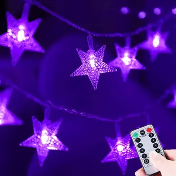 

Cherry Blossom Star Garland Battery Powered LED String Fairy Lights Crystal Flowers For Indoor Wedding Christmas Decors Purple