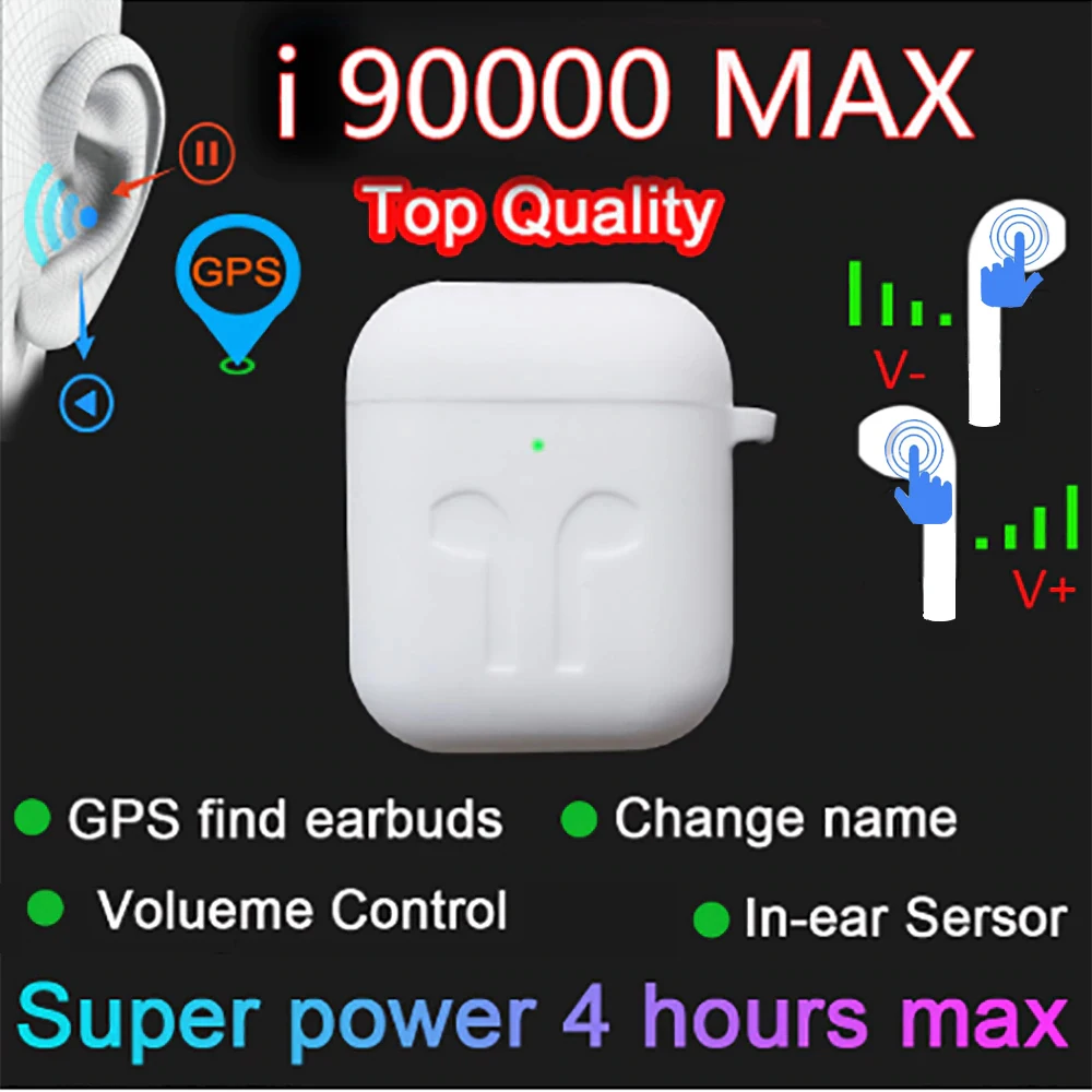 

New i90000 Max TWS Arie 2 In-ear sensor wireless earbud 8D Subwoofer Bluetooth 5.0 earbuds i9000 i5000 pkh1 chip 99000 tw