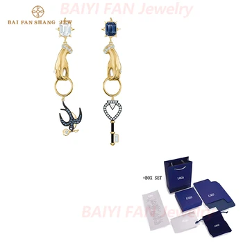 

Fashion jewelry SWA TAROT MAGIC Pierced Earrings beautiful symbol Swallow Key decoration Crystal Lady Romantic Gift