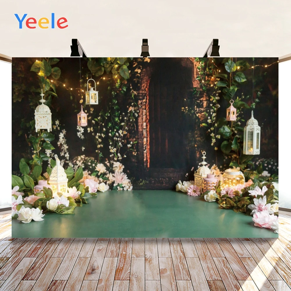 

Фон для фотосъемки детей Yeele, Фотофон с изображением зеленого пола, цветка, фонаря, детского душа, реквизит для фотостудии, сценический банне...