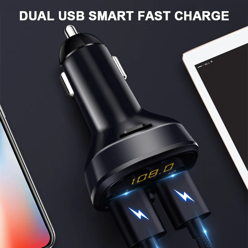 3.1A Автомобильный Bluetooth 5,0 автомобильный комплект fm-передатчик Hands-free Dual USB быстрое зарядное устройство MP3-плеер для u-диска автомобиля аксессуары для интерьера