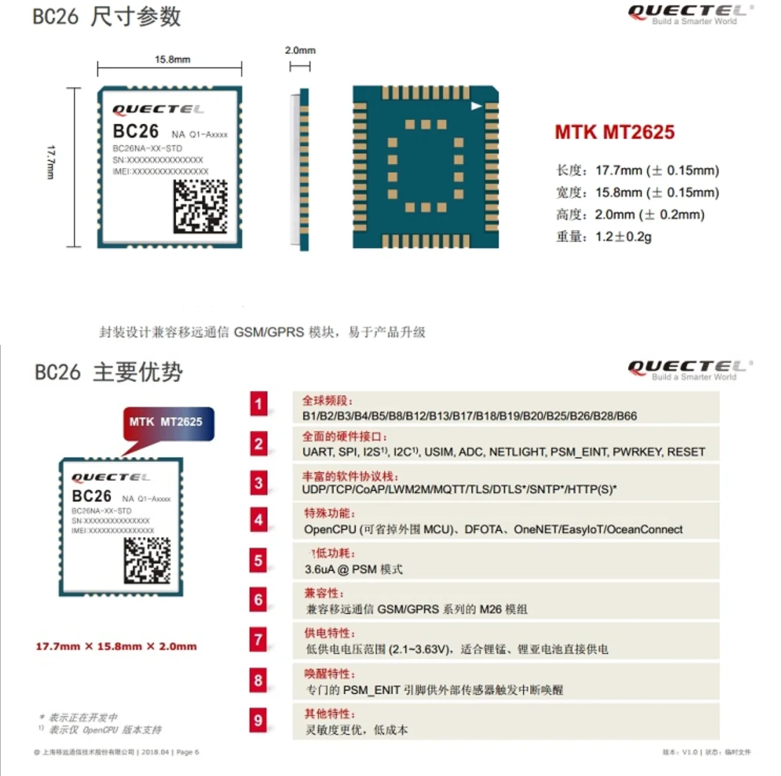 

Бесплатная доставка QUECTEL/ BC26 NB NB-IOT 10 шт.