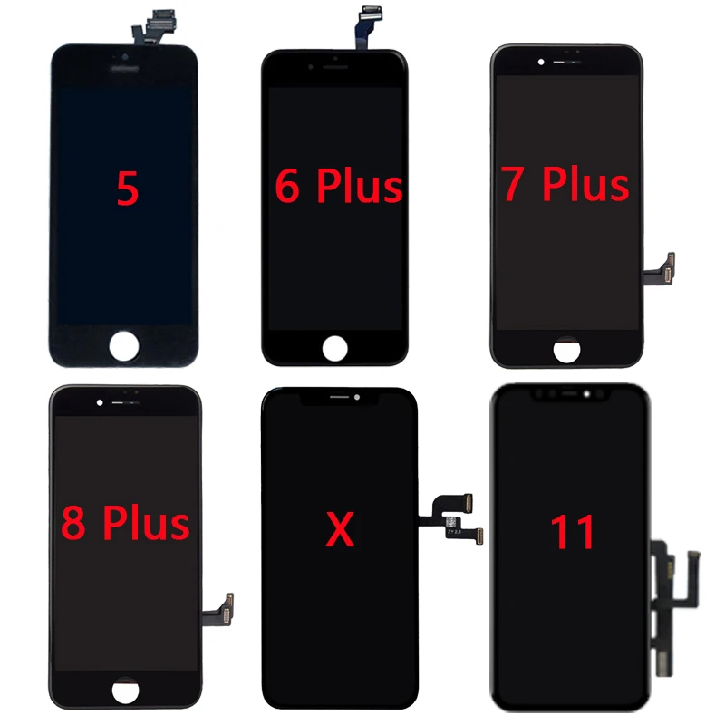 100% Nuovo Display Per Iphone 5 6 7 8 5S 6S Plus Touch Screen Lcd Per Iphone X 11 Schermo Nessun Errore Display Digitalizzatore Assemblaggio Vetro