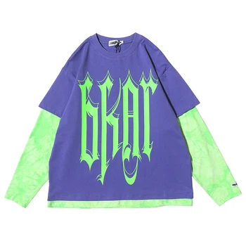 

Fake-2-pcs Gothic Style Sloth Graphic Goth Clothes Tees Oversized Women T Shirt Streetwear 2020 Spring Fashion Women Clothing