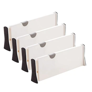 

Adjustable Drawer Divider, 4-Pack Storage Compartment Divider, Expandable Vanity Drawer Storage Compartment for Kitchen, Bedroom