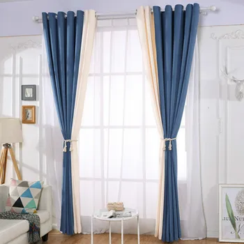 

Nordic Style Blackout Curtains for Living Room Gray Room Decor Thermal Insulated Solid Drapes Splice Bedroom Blackout Curtain