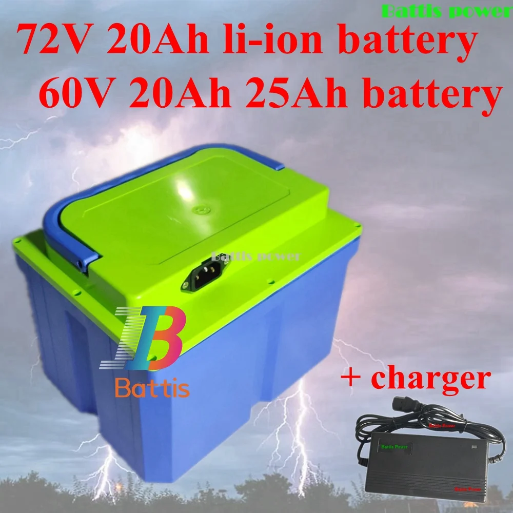 Battis 72В 20ач 60В 25ач литий ионный аккумулятор с BMS портативный Акку для EV трицикл