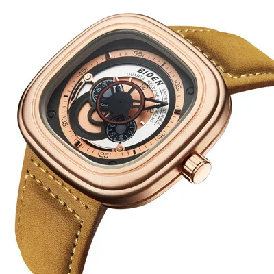 

Luxury Square Genuine Quartz clock Casual Watches Men's Man Army Military Genuine Leather Wrist Watch Clock Relogio Masculino