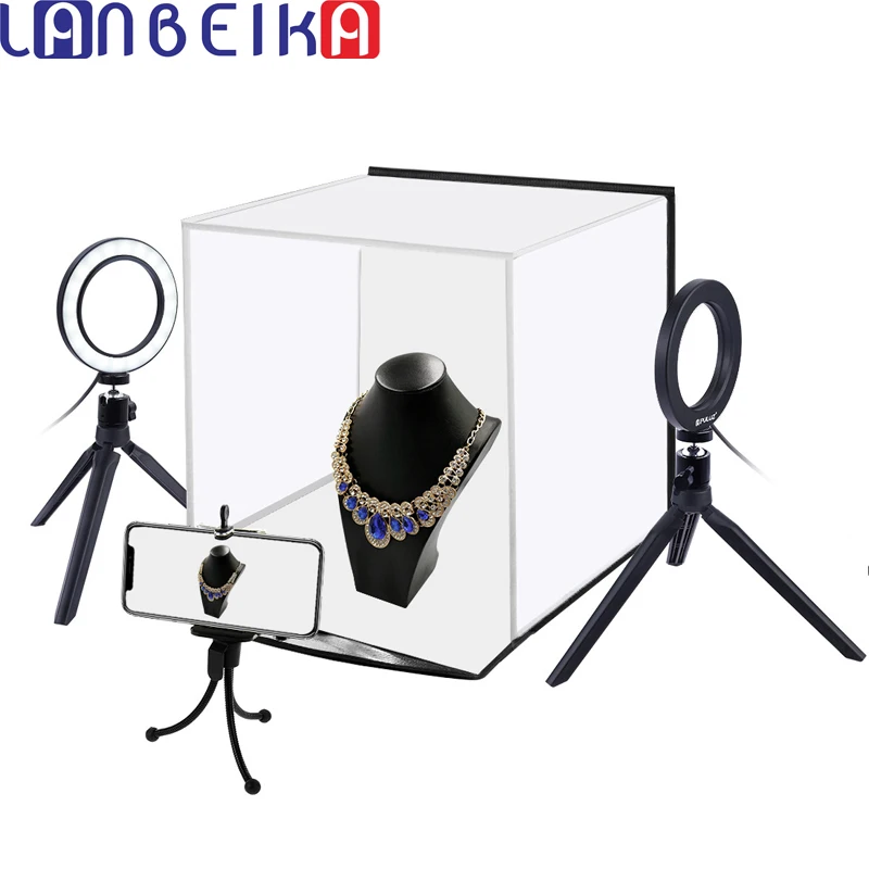 

LANBEIKA Portable Softbox 30*30CM Light Box Studio LED Photo Lightbox &6 Colors Backdrops Tabletop Photography LED lighting Box