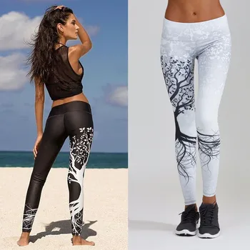 

New Tree Print High Waist Sports Push Up Leggings Sport Women Fitness Gym Clothing High Elastic Breathable Pants брюки
