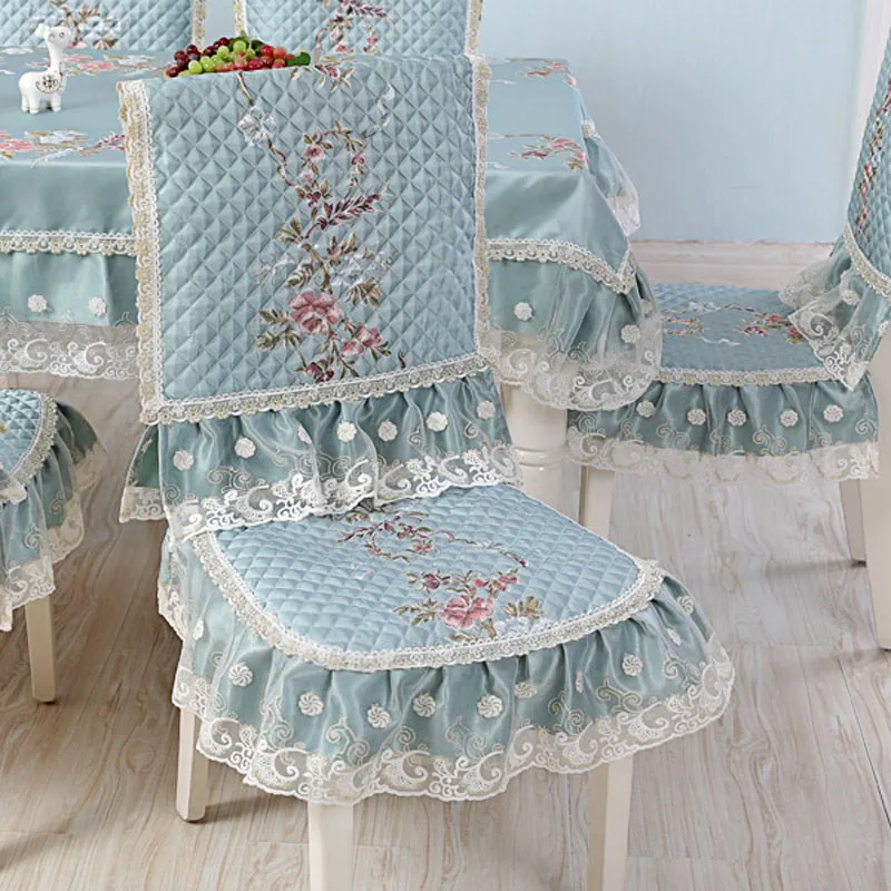 1/4/6 Pcs Tablecloth Set 10 Patterns Lace European Dining Chair Cushion Chair Back Cover Table Cloth Cover Non Slip Seat Mat - Image 4
