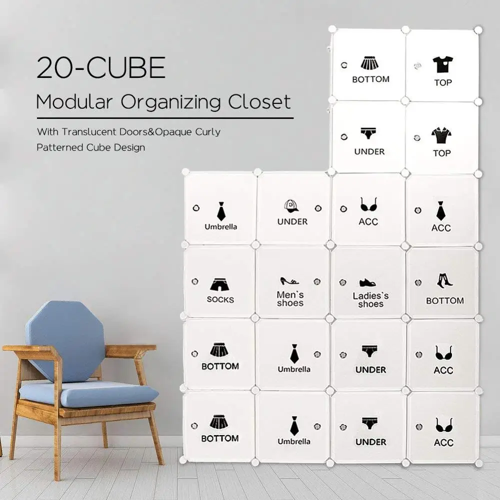 Special Product Portable Plastic Wardrobe Cabinet Cube Clothing Storage Organizer Stackable Closet Cabinet Bedroom Living Room Furniture