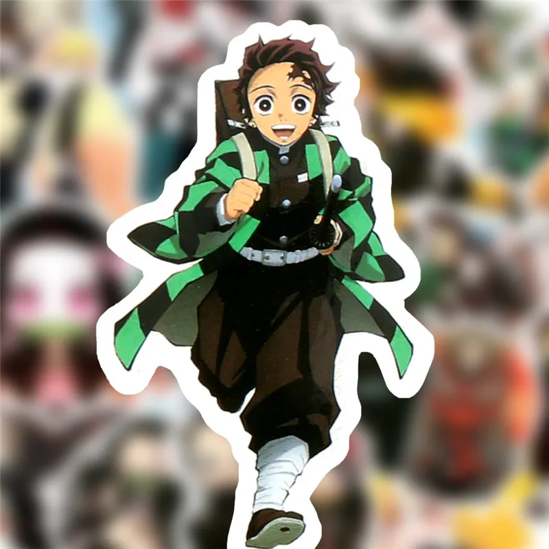 50 шт., наклейка с изображением демона: Kimetsu no Yaiba, аниме, s, ПВХ, наклейка с граффити, s, чемодан, чемодан, гитара для детей, игрушки
