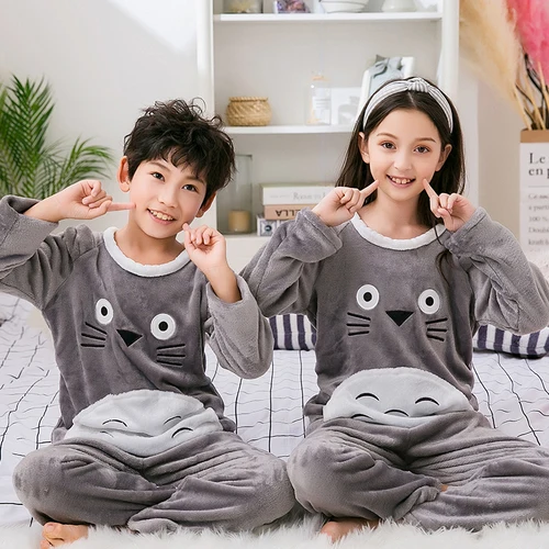 Теплый фланелевый детский пижамный комплект для маленьких девочек и мальчиков; повседневный костюм с героями мультфильмов; детская одежда для сна с длинными рукавами; пижамные комплекты - Цвет: R Q 6836