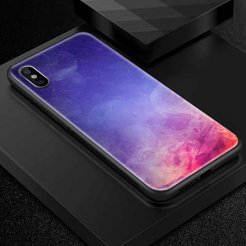 Закаленное стекло чехол для iPhone 5 5S SE 6 6S 7 8 Plus X XR XS MAX TPU Рамка для OnePlus 3 3T 5 5T 6 6T 7 7 Pro печать Sky Funda - Цвет: W215