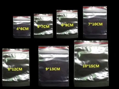 100pcs Clear Resealable Plastic Zip lock Bag Small mini Ziplock Bags 4x6 5x7 6x8 7x10 8x12 9x13 10x15 cm 7 size 4