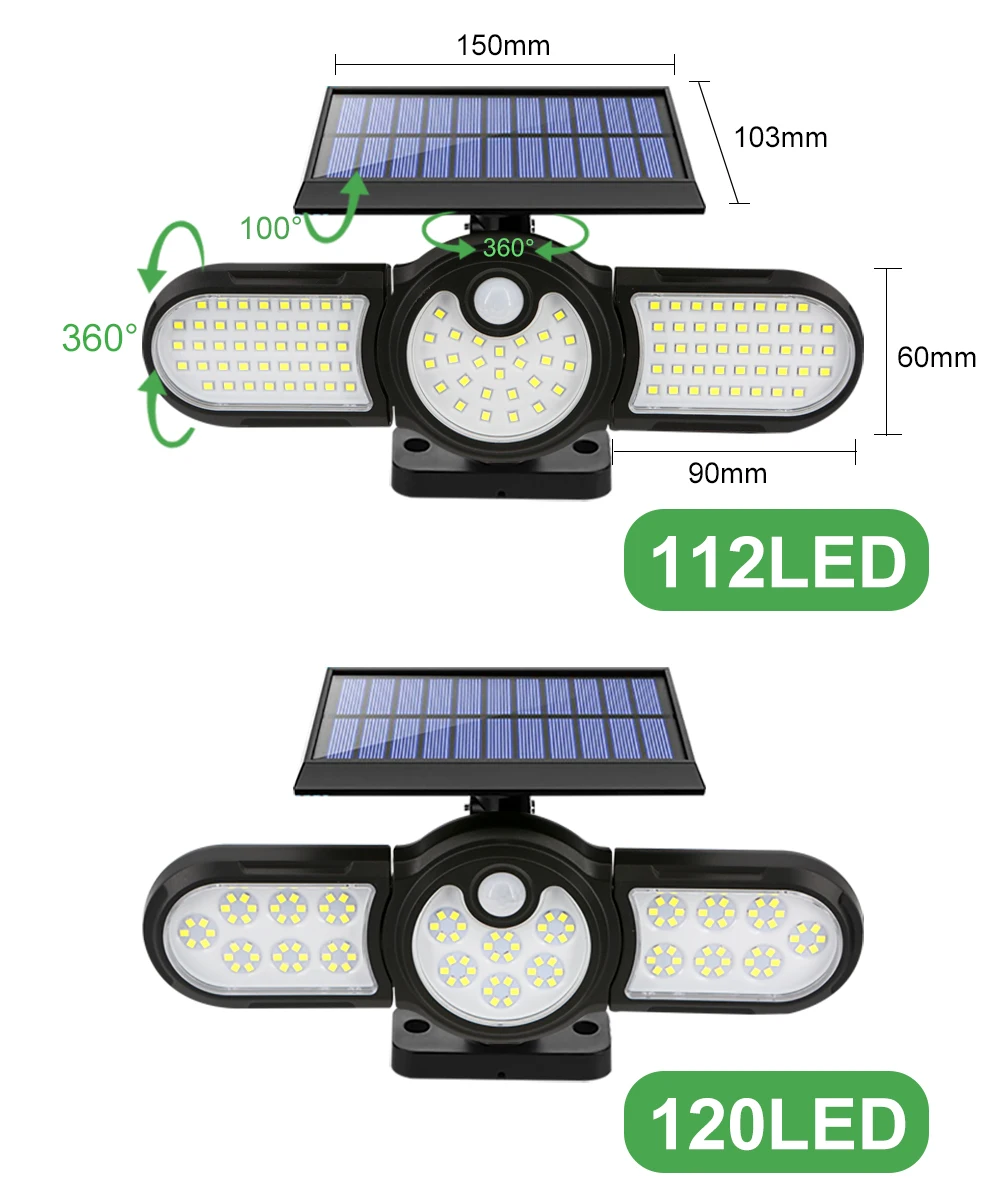 bright solar lights LED Outdoor Solar Lamp Multiple Heads Lighting Lawn Ground Light Motion Sensor Human Induction 3 Modes Spotlights Garden Lights solar powered fairy lights