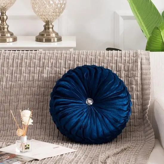 7  Pastoral Style Pumpkin Round Seat Cushion/Back Cushion or as Sofa pillow Velvet Fabric 35x35cm 9 Colors 