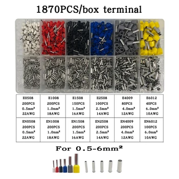 

1870PCS Non- Insulated Connector And Insulated Tubular Terminal Set Box For 0.5 - 6mm² 10 -22AWG Crimping Pliers With Equipment