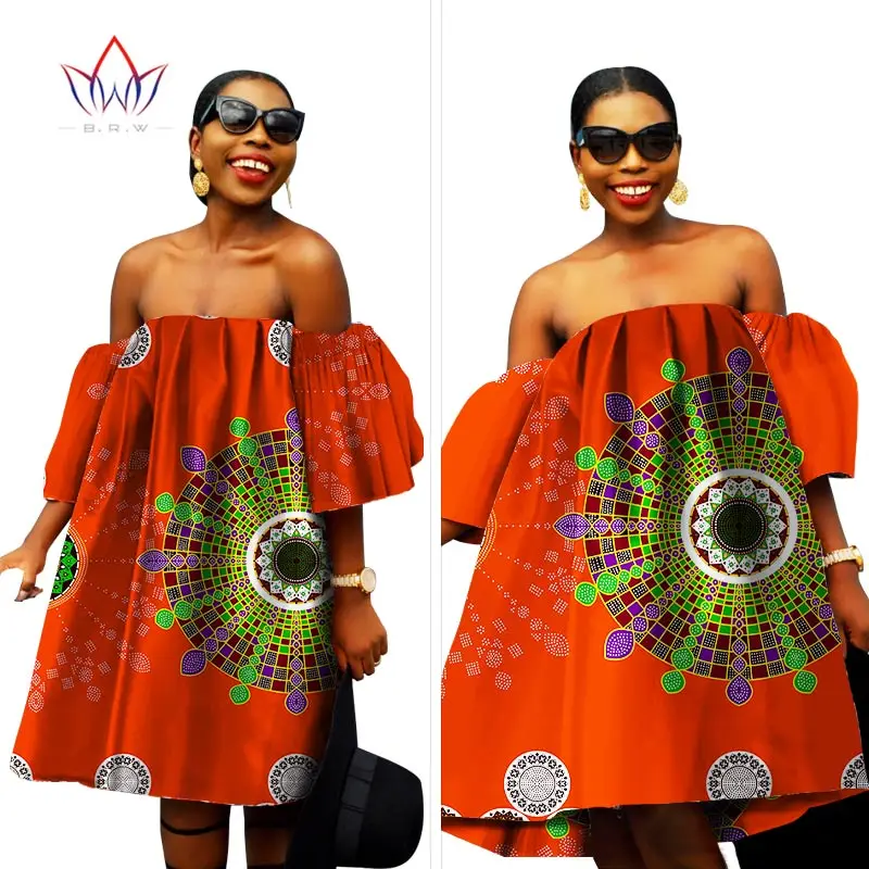 Комплект из обуви в африканском стиле платье для женщины свободные Стиль в африканском стиле; платья с вышивкой, платье с О-образным из вощенной ткани мини платье Модных Африканских Платье WY866 - Цвет: 10