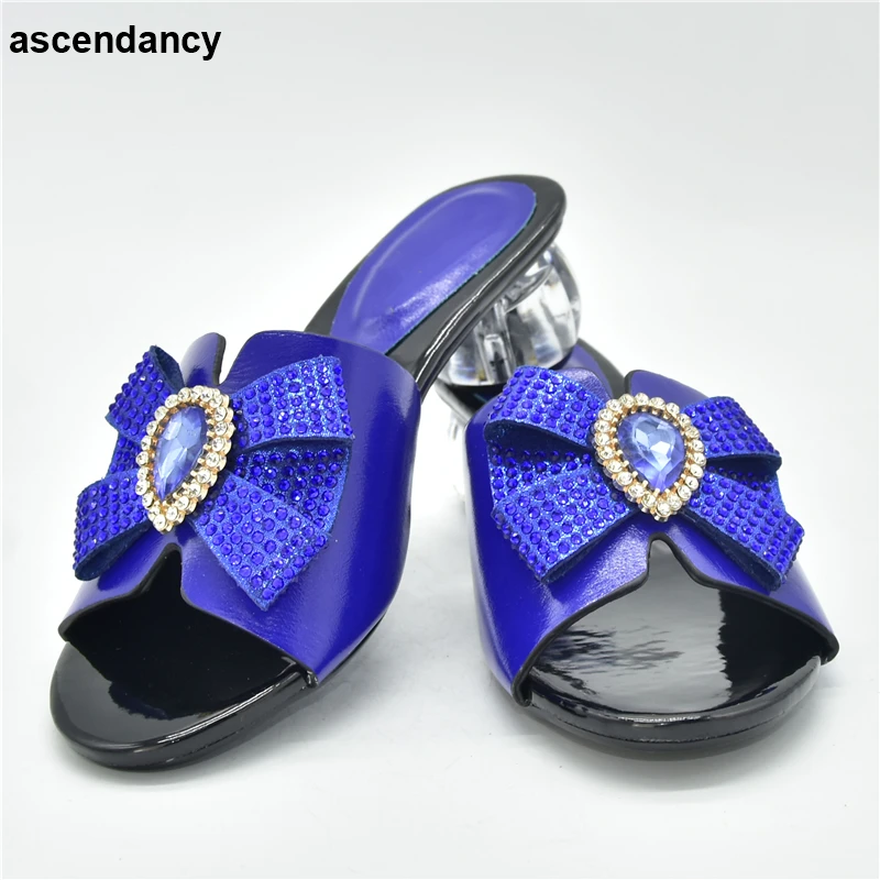 

Новинка, летние женские туфли со стразами для вечеринки, банкета, роскошные африканские нигерийские женские тапочки, элегантные вечерние прозрачные туфли на каблуке