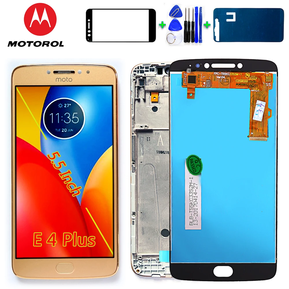 ЖК-дисплей Motorola для Motorola Moto E4 Plus, сенсорный экран, дигитайзер, сенсорное стекло, сборка E4 plus, 5,5 дюймов, рамка с инструментами