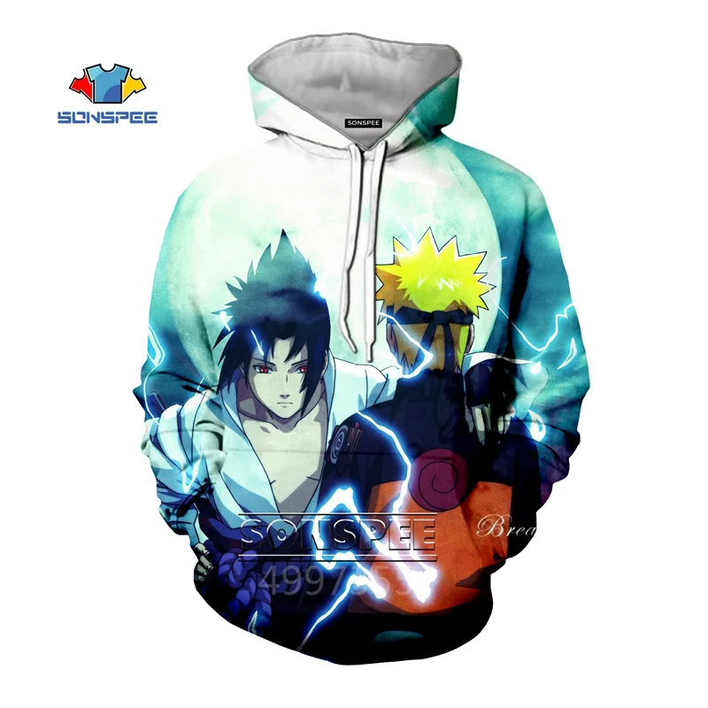 SONSPEE/толстовка для мальчиков и девочек-подростков с 3D принтом Наруто Hokage Harajuku; толстовка с капюшоном для отдыха с рисунком ниндзя; пуловер с героями мультфильмов; детская одежда; C154